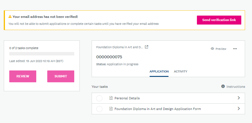 Image of message requesting the user to verify email